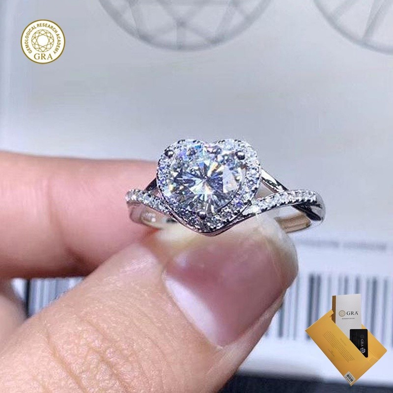 (มีใบรับรอง Gra) New Boutique Love V Word Full Diamond Ring