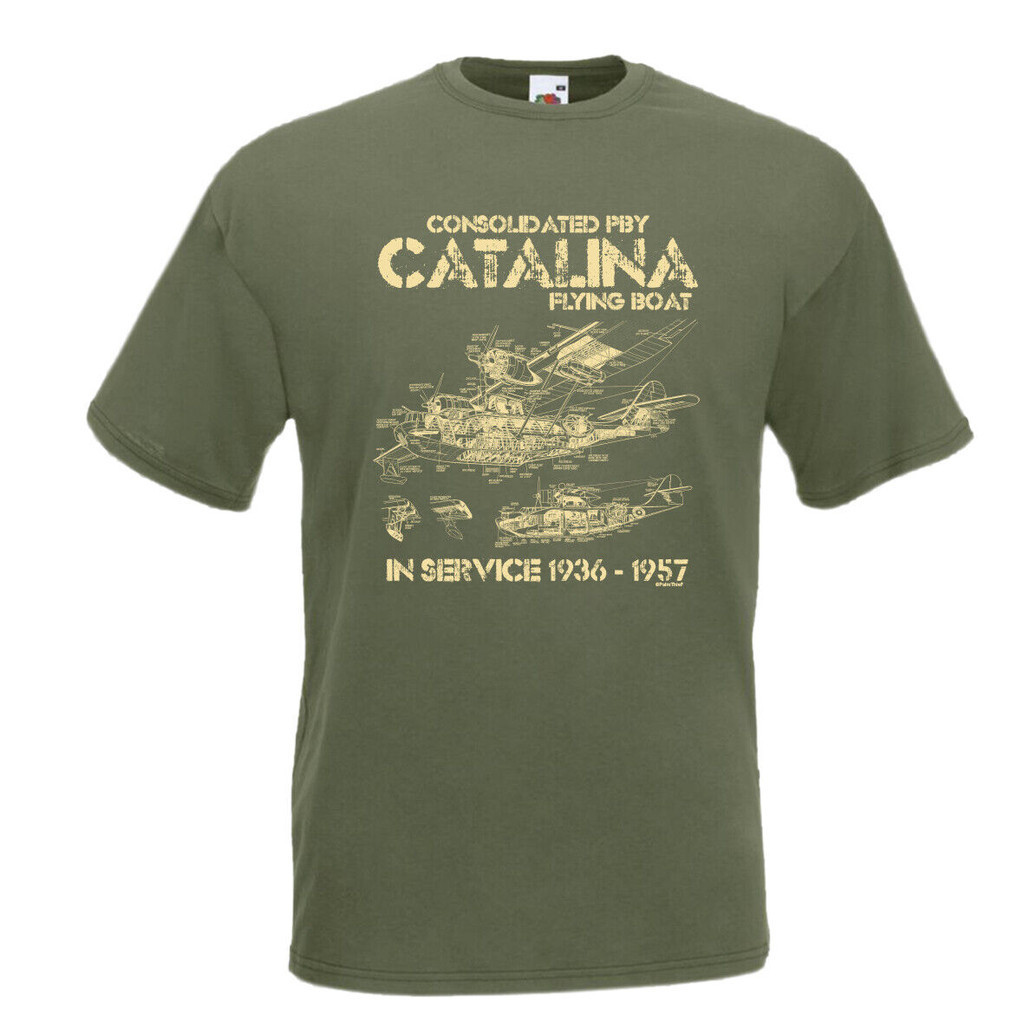 Consolidated Pby Catalina เสื้อยืด Flying Boat Plane Canso Aircraft Blueprint