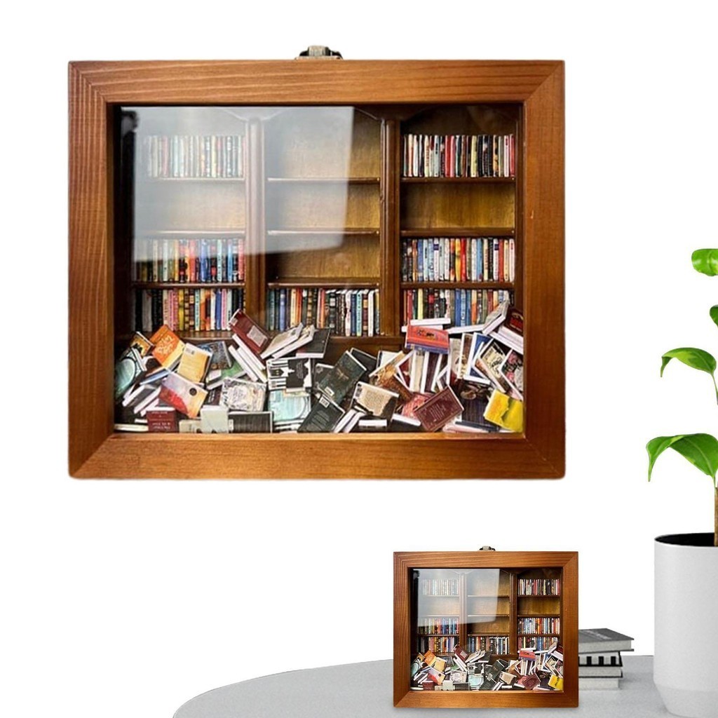 Miniature Bookshelf Christmas Library เครื ่ องประดับ Miniature Bookshelf Book Lovers ตู ้ หนังสือของขวัญพิธีขึ ้ นบ ้ านใหม ่ สําหรับ unhcxeth unhcxeth