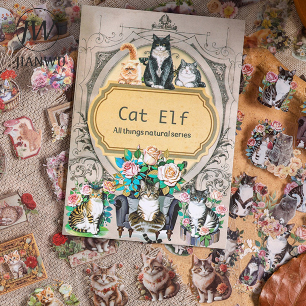 Jianwu 20 แผ ่ นทั ้ งหมด Nature Series Vintage พืชดอกไม ้ วัสดุ Collage PET สติกเกอร ์ หนังสือ Creative DIY Journal เครื ่ องเขียน