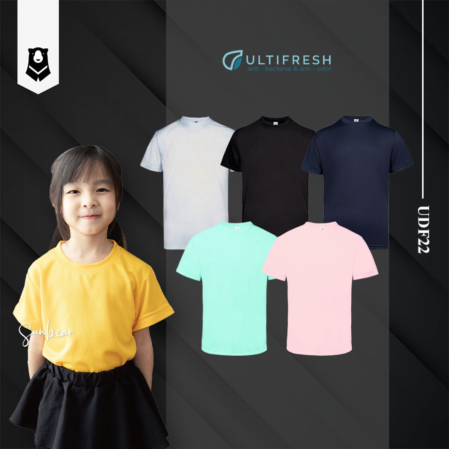 Ultifresh UDF22 Performance Microfiber Dri-Fit Anti-Bacterial Anti-กลิ่นลูกเรือคอเด็กเยาวชนเสื้อยืด