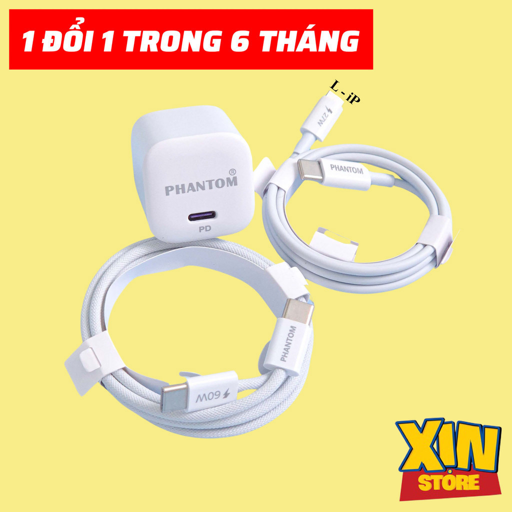 (CC และ CL) Fast charge Combo + สาย Phantom 20W มาตรฐานการชาร์จ PD xinstore68