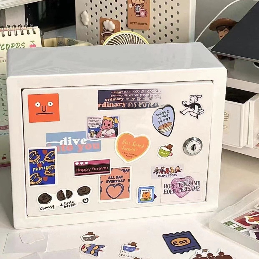[คลังสินค้าพร้อม] กล่องเก็บล็อค ตู้เก็บการ์ด Goo พลาสติก American Retro กล่องนม Xiaohongshu แนะนําเดสก์ท็อป diy กล่องเก็บของหอพัก Sundries Sorting