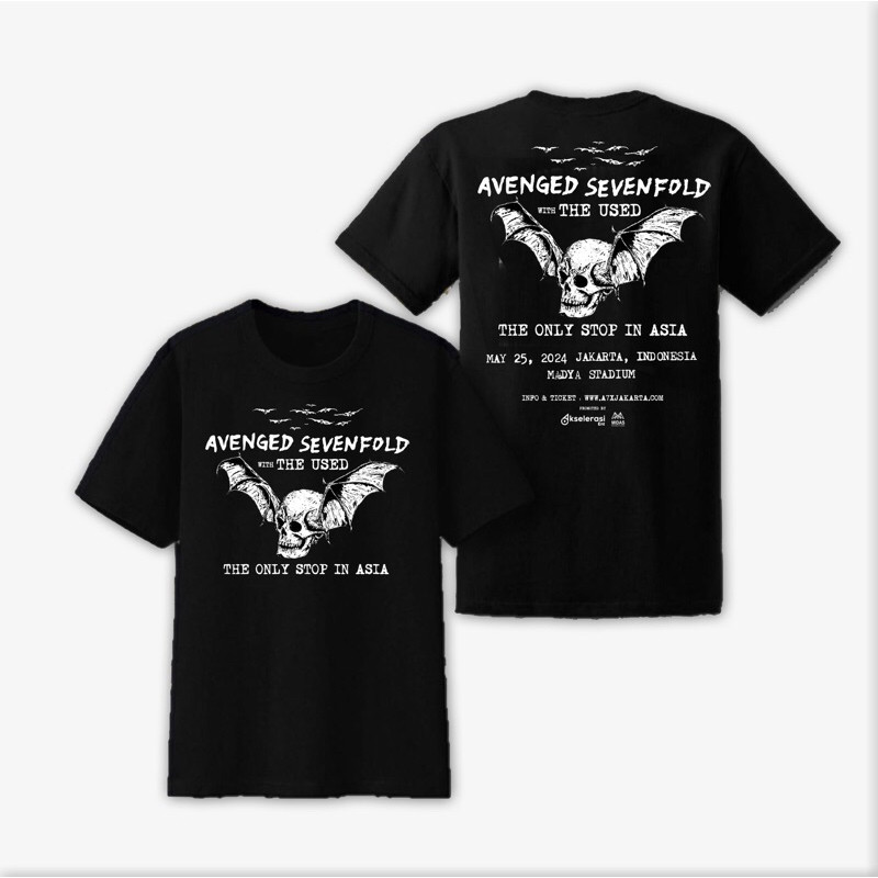 เสื้อยืด ผ้าฝ้าย แบบหนา ลาย AVENGED SEVENFOLD A7X - TOUR With THE USED Tiedye 24s สําหรับผู้ชาย[S-5X