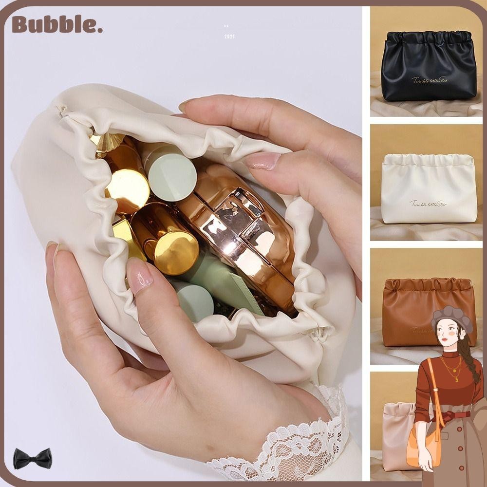Bubble Shrrapnel Bag, กระเป๋าใส่เหรียญหนัง PU ความจุขนาดใหญ่, กระเป๋าเก็บสายเคเบิลข้อมูลสีทึบแบบปิดเอง