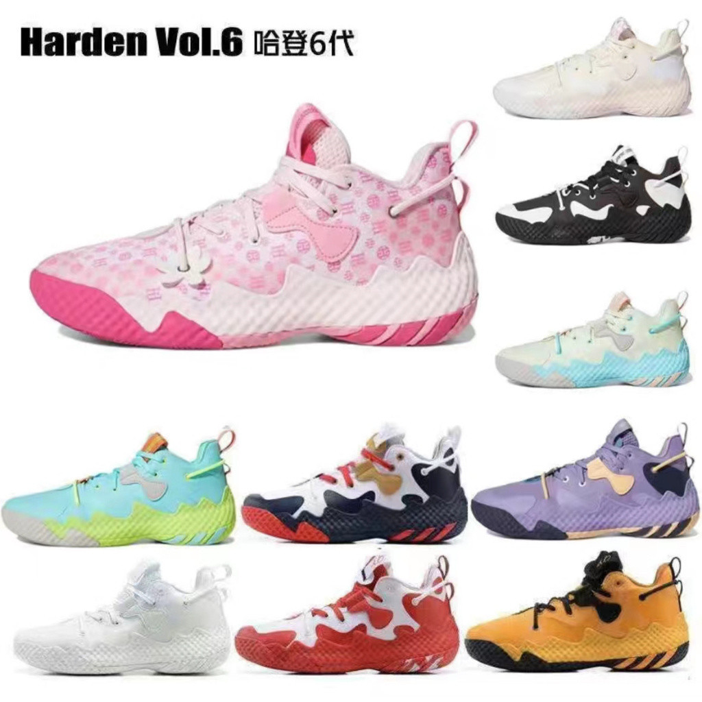Adidas Harden Vol.6 Harden 6 รองเท ้ าบาสเก ็ ตบอลที ่ ใช ้ งานได ้ จริงปานกลางสําหรับผู ้ ชาย cherry blossom สีชมพู