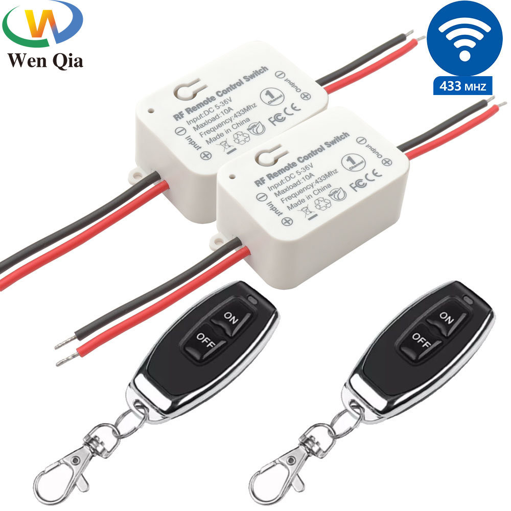 6v 12V 24V รีโมทคอนโทรลไร้สายสวิทช์ 433MHz สวิทช์ 10A รีเลย์เปียกโมดูลเครื่องส่งสัญญาณสําหรับ LED/หลอดไฟ ON OFF/รถ
