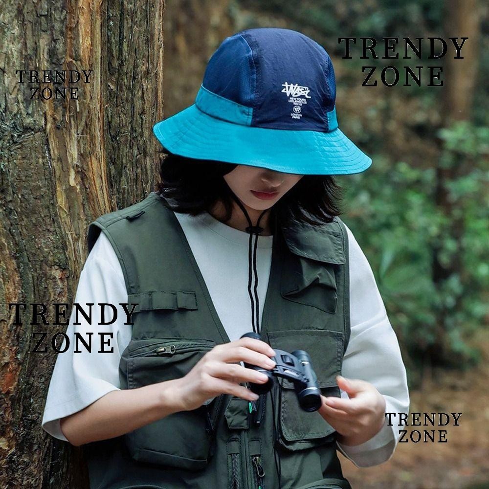 Trendyzone หมวกชาวประมง, หมวกถังกันแดดแห้งเร็ว, หมวกกันแดดปีกกว้างระบายอากาศแบบพกพาในฤดูร้อนแคมป์ปิ้งเดินป่า