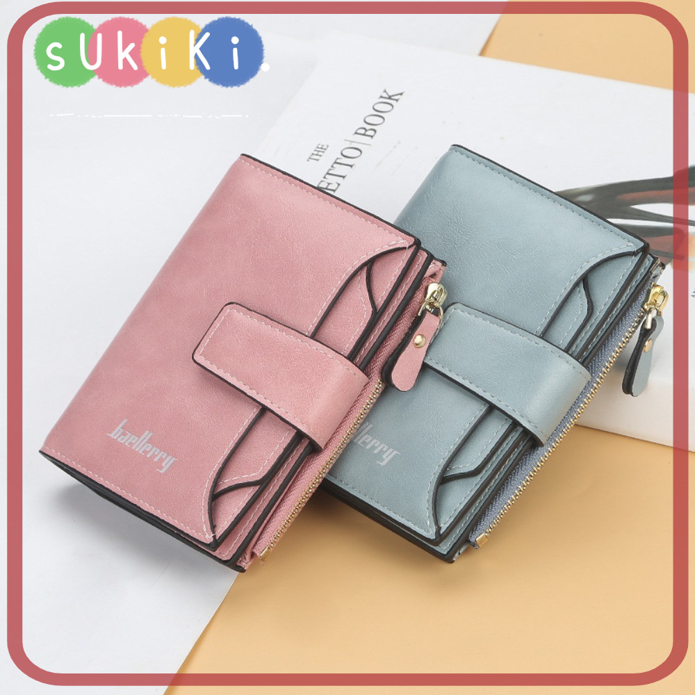 Suki Credit Business Card Holder, Short Multifunction Mens Leather Wallet, Casual With Zipper Coin Zipper Zero Wallet