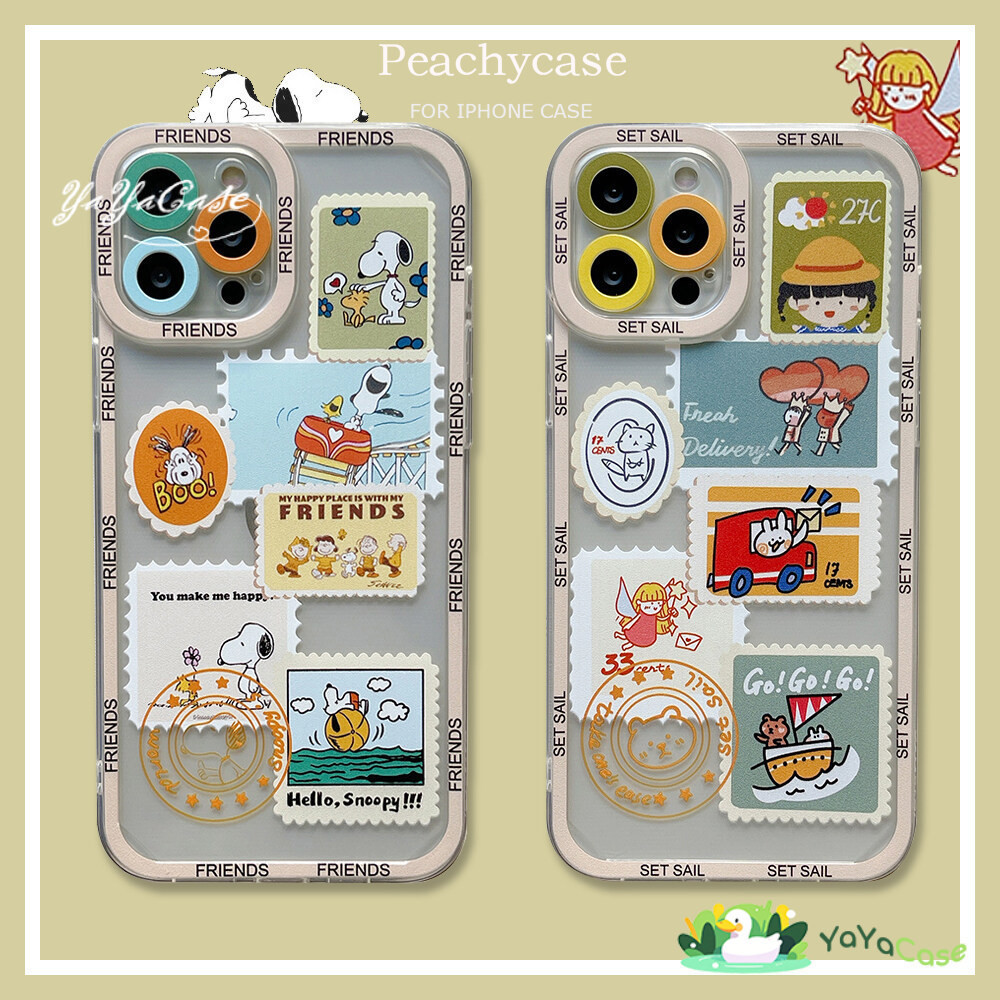สำหรับ iPhone 11 13 For เคสไอโฟน15 14 12 Pro Max X XR XS MAX 7 8 14 15 Plus การ์ตูน SNOOPY TPU โปร่งใส กรณีซิลิโคนนุ่ม
