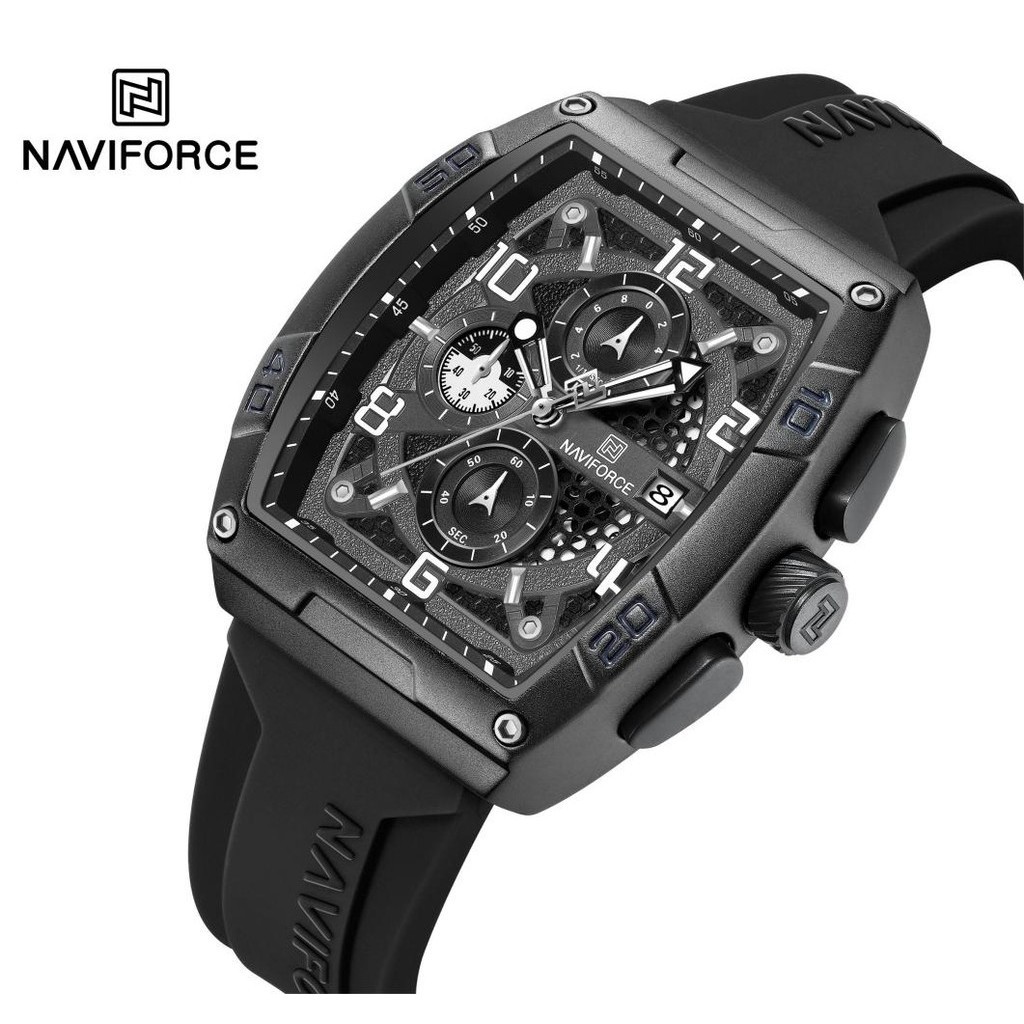 Naviforce Chronograph Men นาฬิกาข ้ อมือแบรนด ์ หรูทหารกีฬานาฬิกาธุรกิจควอตซ ์ กันน ้ ํานาฬิกาชายเดิม