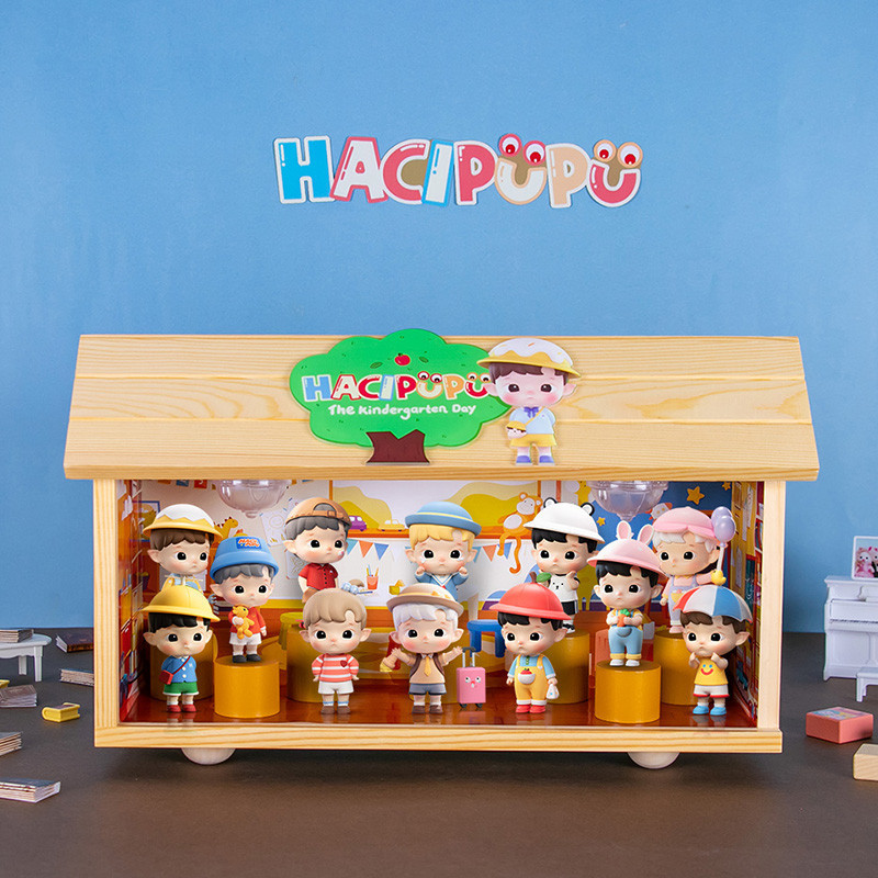 P POPMART HACIPU Kindergarten Series Mystery Box Figure Storage Display Scene Box Gift