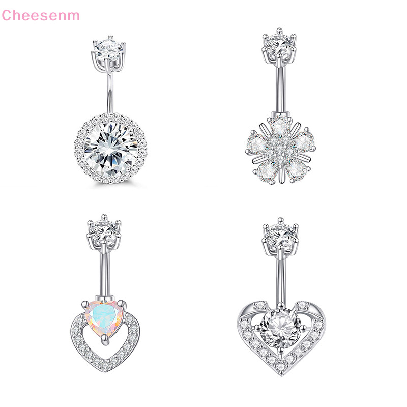 Cheesenm แฟชั่นคริสตัลเพทายปุ่มท้องแหวนผู้หญิงประณีตหัวใจแหวนสะดือเครื่องประดับของขวัญ TH - รูปที่ 2