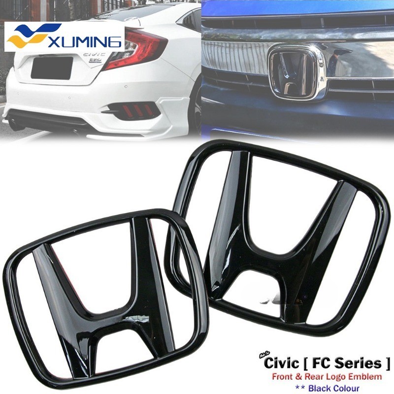 Xm-[2 ชิ้น] ป้ายสัญลักษณ์โลโก้ Honda สีดําสําหรับ Honda Civic FC FC1 FC2 FC6 2016-2021 ด้านหน้าและด้