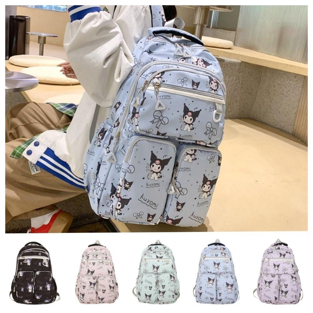 Sevenhome3e Kuromi กระเป๋าเป้สะพายหลัง, Cinnamoroll Pachacco Melody กระเป๋านักเรียน, Unique Pompompurin Nylon ความจุขนาดใหญ่น่ารักกระเป๋าสะพายเด็กแพ็ค