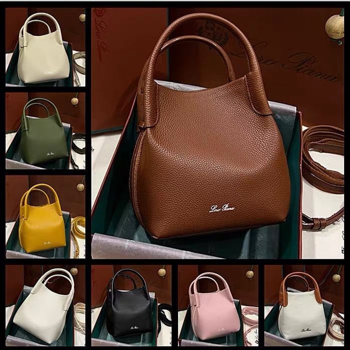 [2024 สไตล์ใหม่] 23 สไตล์ใหม่ Loro piana Loro piana กระเป๋าผู้หญิง Bale Small Bucket Bag Cross-body 