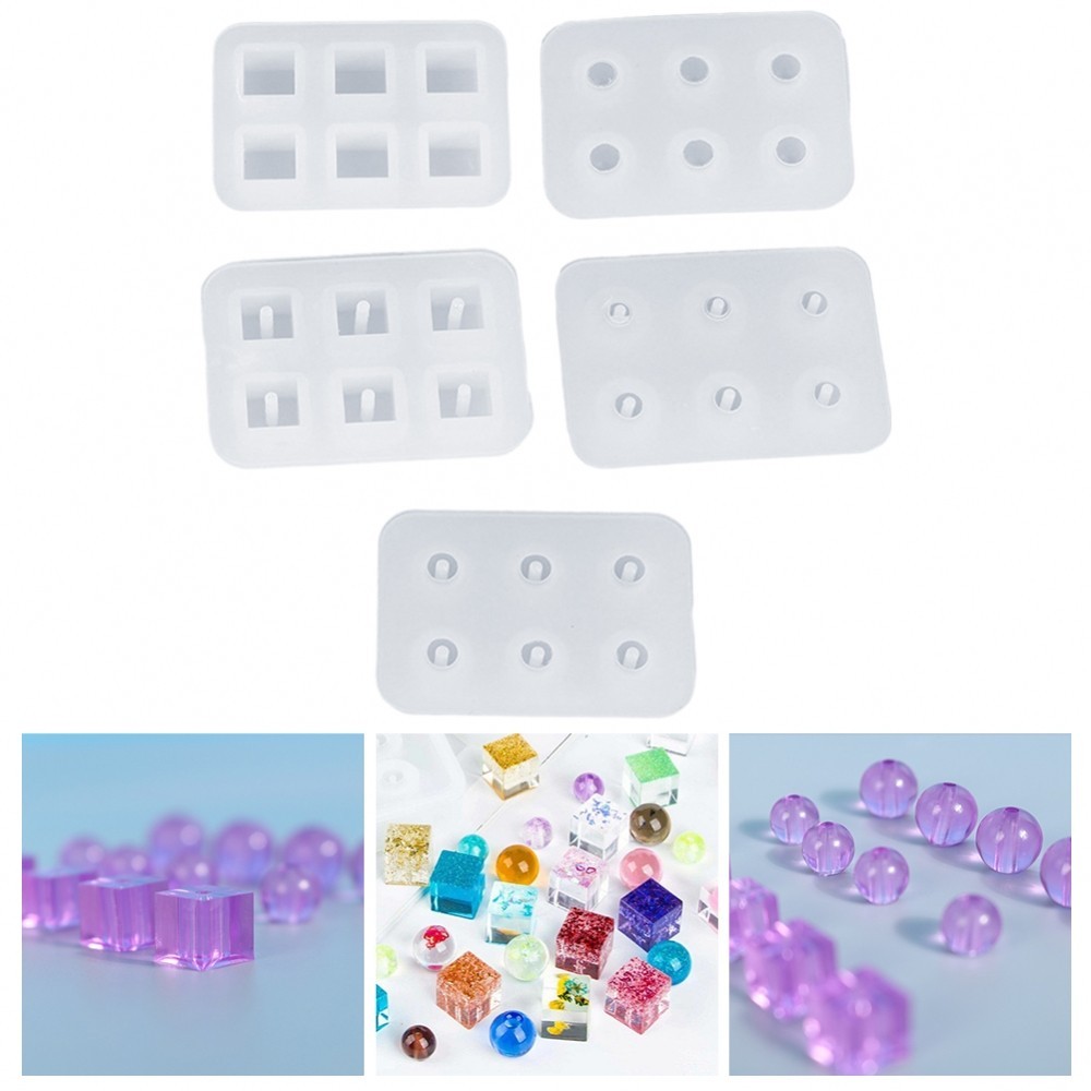 Earrings Bracelet Handmade DIY Cube Round Beads Epoxy Resin Mould Easy To Use