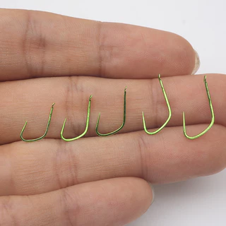 ใหม่ 50 ชิ้น/กล่องแบนแขนเหล็กคาร์บอนสูงตะขอตกปลาเดี่ยว 6 #-10 # Non-Barb Fishhook สําหรับปลาคาร์พอุปกรณ์ตกปลา
