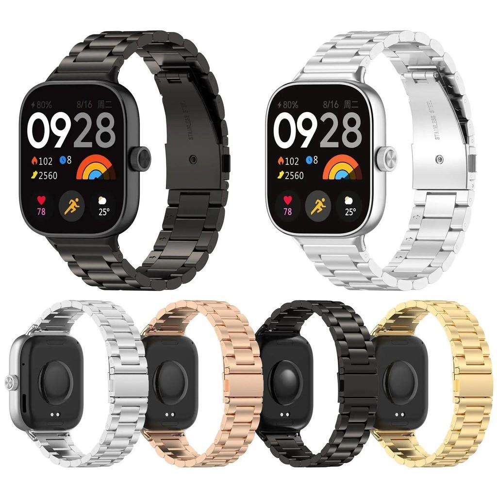 สายโลหะสําหรับ Redmi Watch 4 สมาร์ท WatchStrap band สแตนเลสสําหรับ Xiaomi Mi band 8 pro Watchband สร้อยข้อมือสายรัดข้อมือเข็มขัด