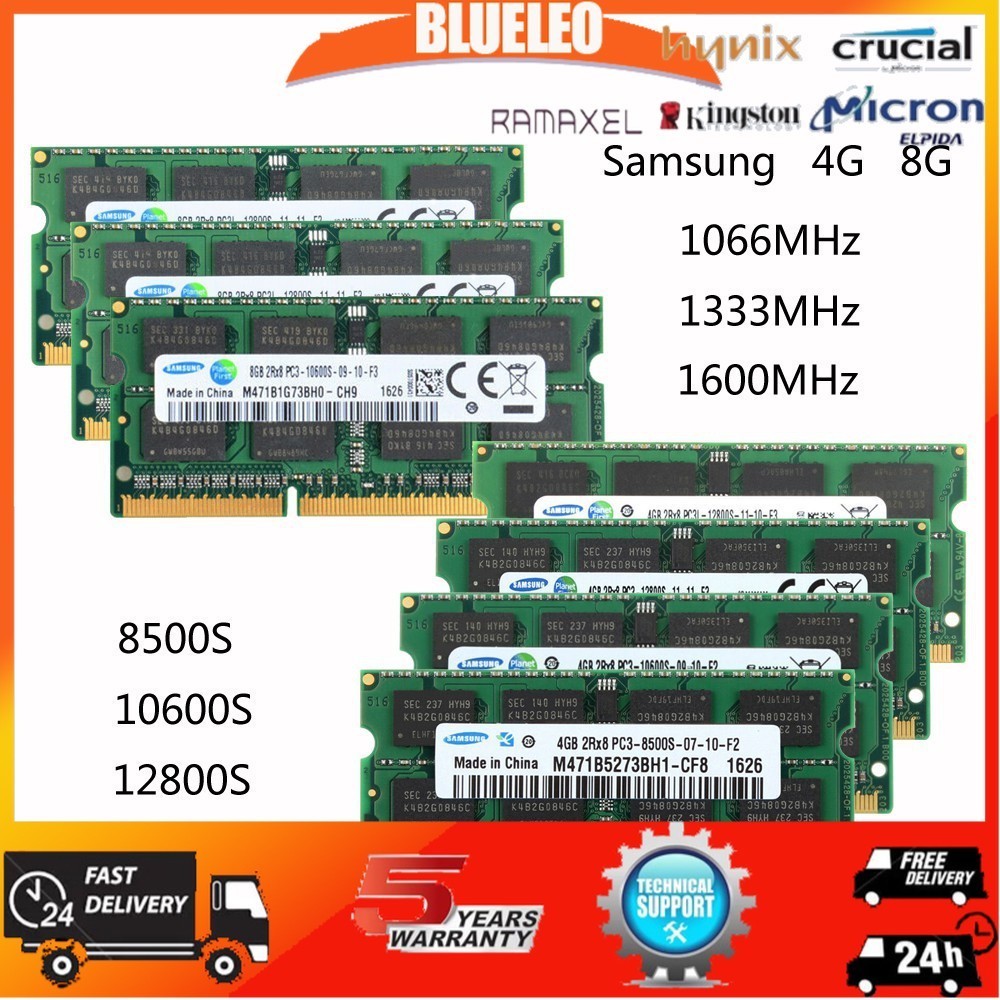 Samsung 4Gb/8Gb Memori Laptop DDR3 DDR3L PC3L 8500S/10600S/12800S 1066mhz/1333Mhz/1600Mhz Ram Notebook