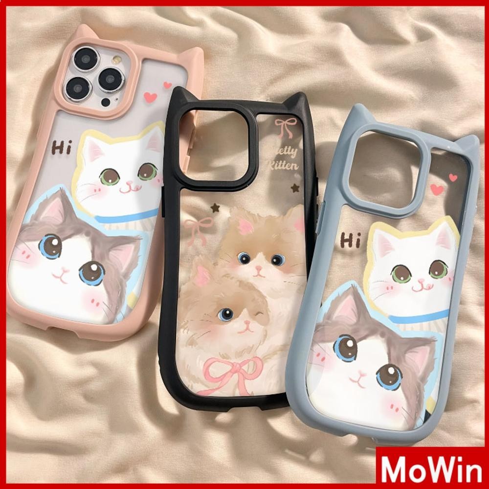 Mowin - สำหรับ iPhone 15 PRO MAX iPhone 11 กรณีหูแมวน่ารัก 2-in-1 อะคริลิคซิลิโคนกันกระแทก แมวแร็กดอลแสนสวย iPhone 14 13 PRO MAX 12 PRO MAX 11 XR XS 7 8 PLUS MAX XS XR