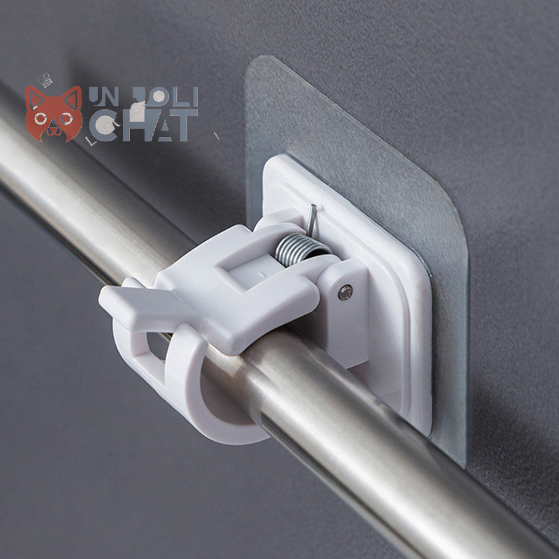 ดี 2 ชิ้นผ้าม่าน Rod ผู้ถือ Hook Self-Adhesive เล็บฟรีผ้าม่าน Clamp Hooks ห้องครัวห้องน้ําปรับแขวนผนัง Rack ผู้ถือได้ดี