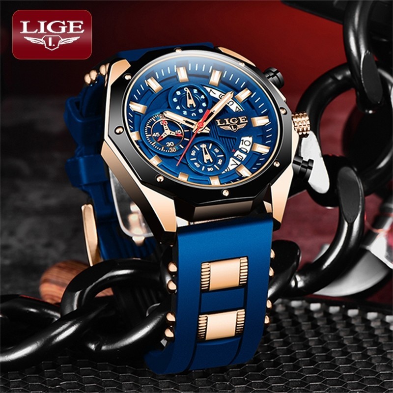 LIGE Men's Watches Luxury Brand Watch Fashion Men Sport Waterproof Watch Men's Sport Quartz Wristwatches Jam Tangan