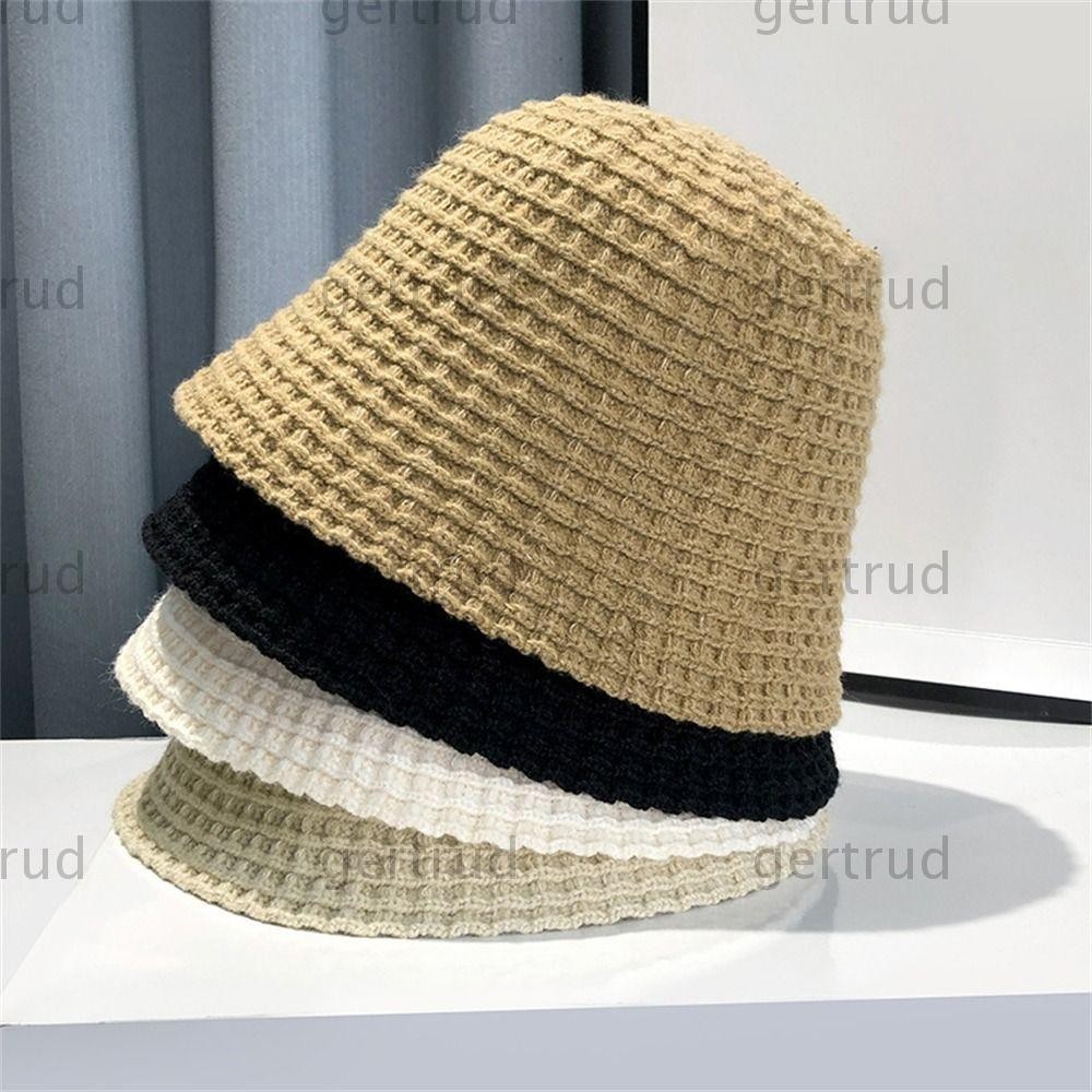 GERTUD ถัก Busket หมวก, นุ่มโครเชต์ถักหมวกชาวประมง, แฟชั่นหมวกบีนนี่อบอุ่นผู้หญิง