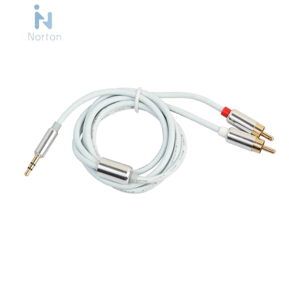 3.5 มม.ชายถึง 2RCA Audio Cable Metal Case Connector Audio Cable สําหรับแท ็ บเล ็ ตพีซี [Norton.th ]