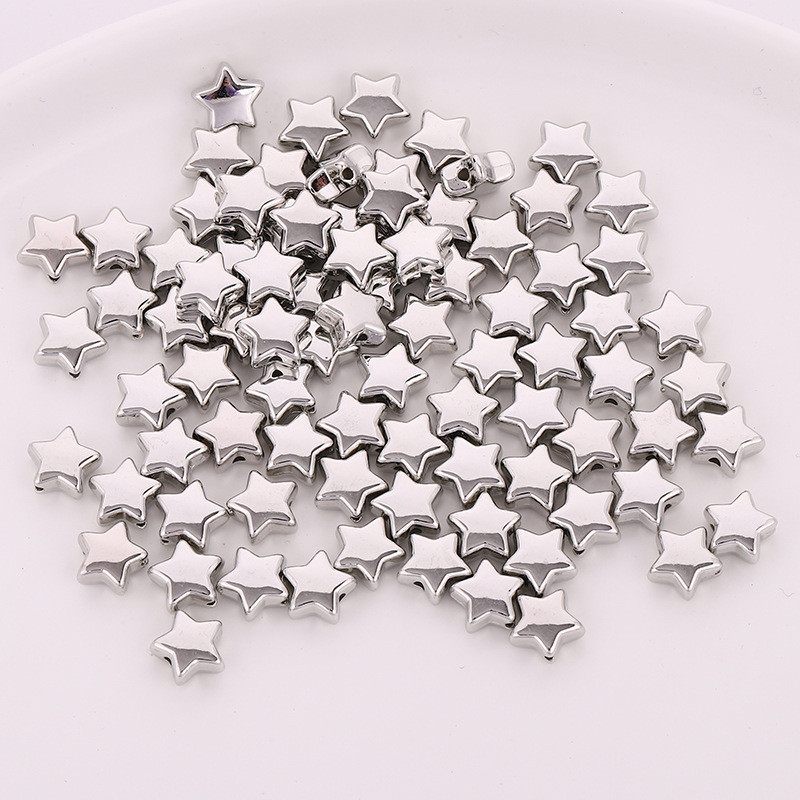 25pcs ตรงหลุมห ้ าเหลี ่ ยม star Electroplated kc ทองห ้ าเหลี ่ ยมดาว diy เครื ่ องประดับอุปกรณ ์ เสริมเครื ่ องประดับทําด ้ วยมือวัสดุลูกปัด