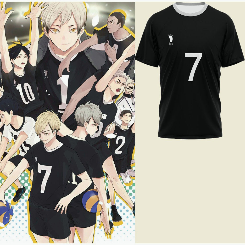 12H เสื้อยืด แขนสั้น คอสเพลย์ Haikyuu Jersey Inarizaki