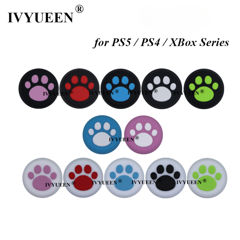 Ivyueen 1 PCS ซิลิโคน Cat Claw Analog ThumbSticks ช่องว่างสําหรับ Dualshock 5 4 PS5 PS4 Controller Grips สําหรับ XBox ONE Series SX 360