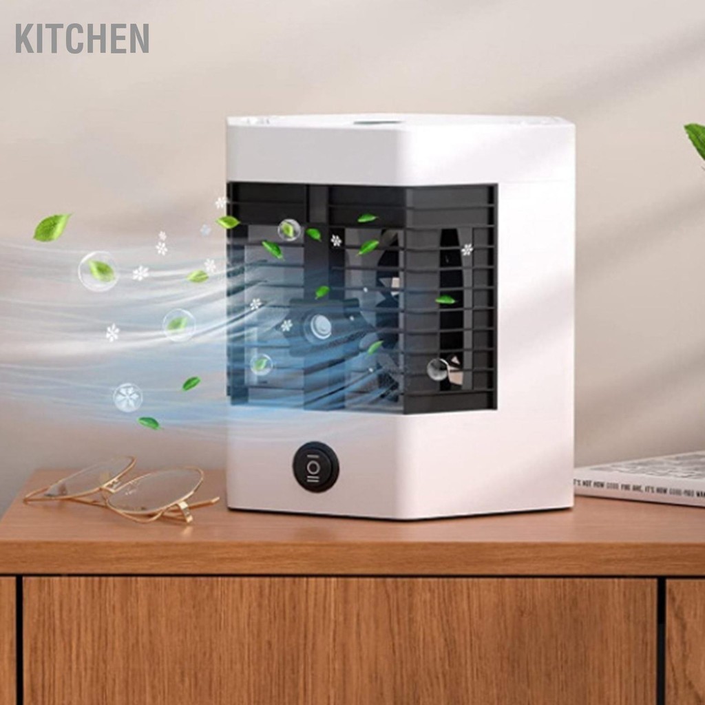 Kitchen Mini Air Coolerเครื่องปรับอากาศแบบพกพาความชื้นส่วนบุคคลEvaporative Coolerพัดลมสำหรับห้องนอนโต๊ะทำงาน