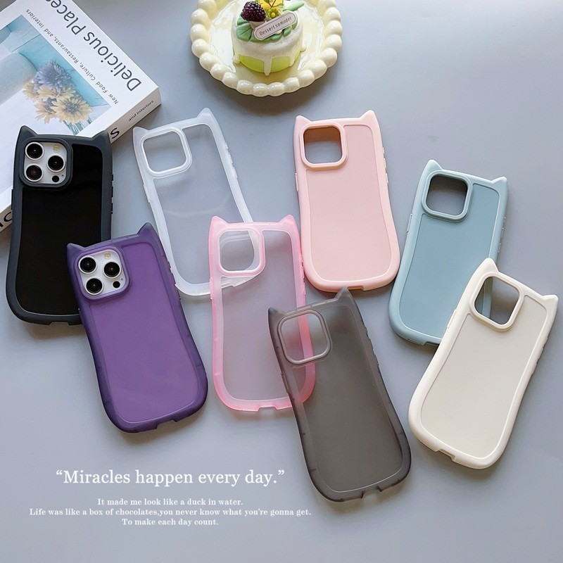 สําหรับ iPhone 15 Pro Max 13 12/12PRO 11 14/15PLUS รูปหูแมวกันกระแทกขอบนุ ่ มฝาครอบ TPU