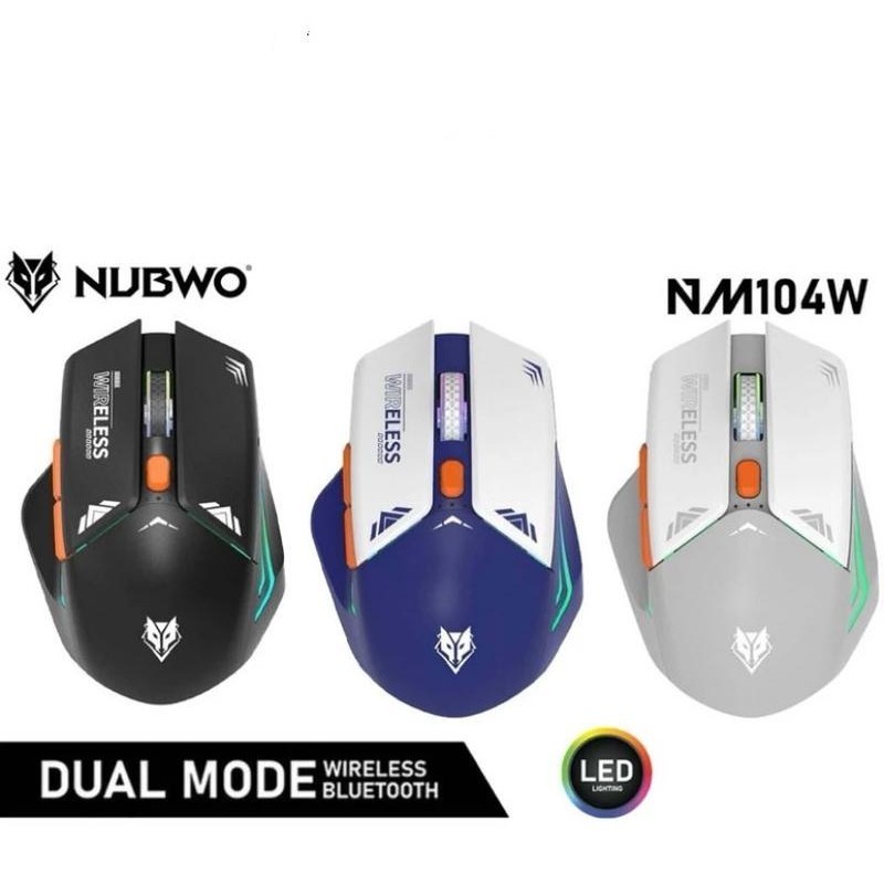 เมาส์เกมส์มิ่งไร้สาย NUBWO NM104W Wireless 2.4Ghz + Bluetooth 5.2 ปุ่มเงียบ1600 DPI