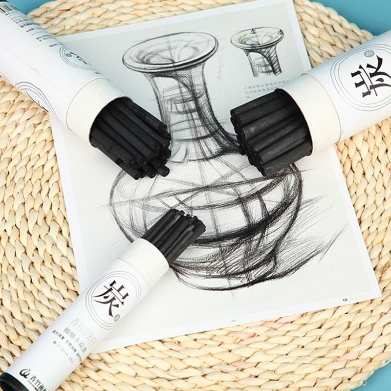Feti Sketching Willow Charcoal Sticks Pencil Medium สําหรับศิลปินวัยรุ ่ นเริ ่ มต ้ น 25 ชุด
