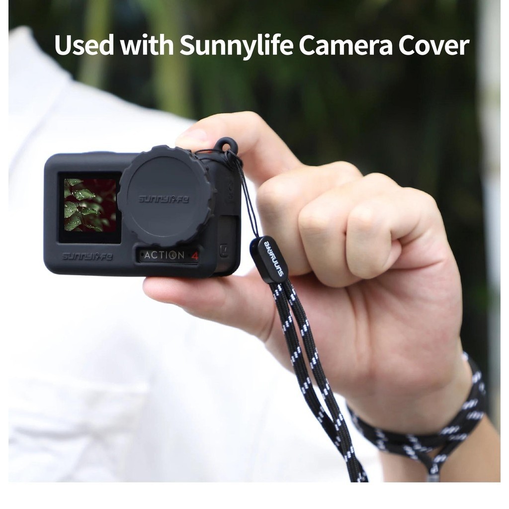 Sunnylife เคสซิลิโคนสําหรับ DJI Action 4/3 เลนส์กรณี Action กล้องป้องกันพร้อมสายคล้องคอสําหรับ DJI Osmo Action 4/3 อุปกรณ์เสริม