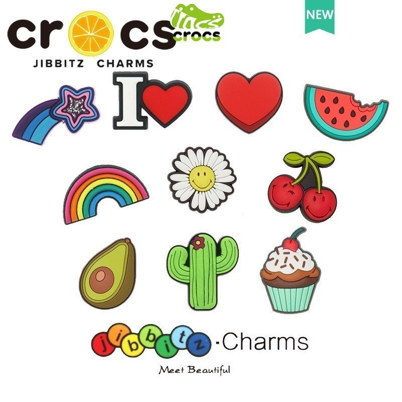 รองเท้ารูรองเท้าดอกไม้รองเท้าอุปกรณ์เสริม crocs รองเท้าหัวเข็มขัด Carlo Chi รองเท้าอุปกรณ์เสริมตกแต่งหัวเข็มขัด DIY All-Match ชุดการ์ตูน Jibbitz รองเท้าอุปกรณ์เสริม
