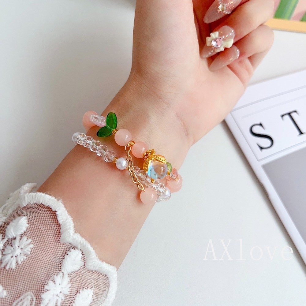 ทิวลิปดอกไม้คริสตัลสร้อยข้อมือสําหรับ แอปเปิล ดู สาย 49 มม. พิเศษ 2 40 มม. 38 มม. 41 มม. ยืดหยุ่นลูกปัดจี้สายสําหรับ ฉันดู ชุด 9 8 7 6 5 4 3 กับ