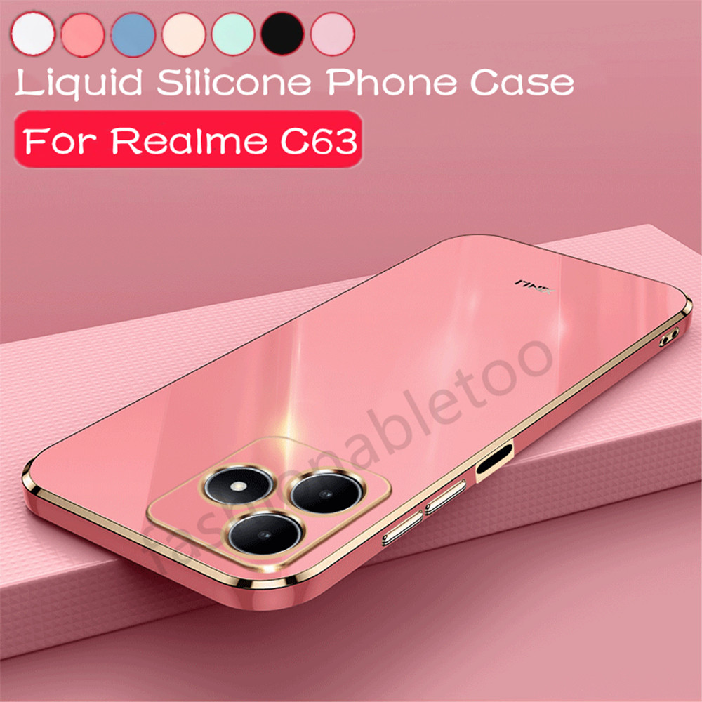 ปลอกสําหรับrealme C75 C63 C61 C65 C67 C51 C53 C55 Note50 C 75 C 63 C 61 RealmeC75 RealmeC63 Squareชุบเคสโทรศัพท์แฟชั่นคู่ซิลิโคนอ่อนนุ่มกล้องเลนส์กันกระแทกปกหลัง