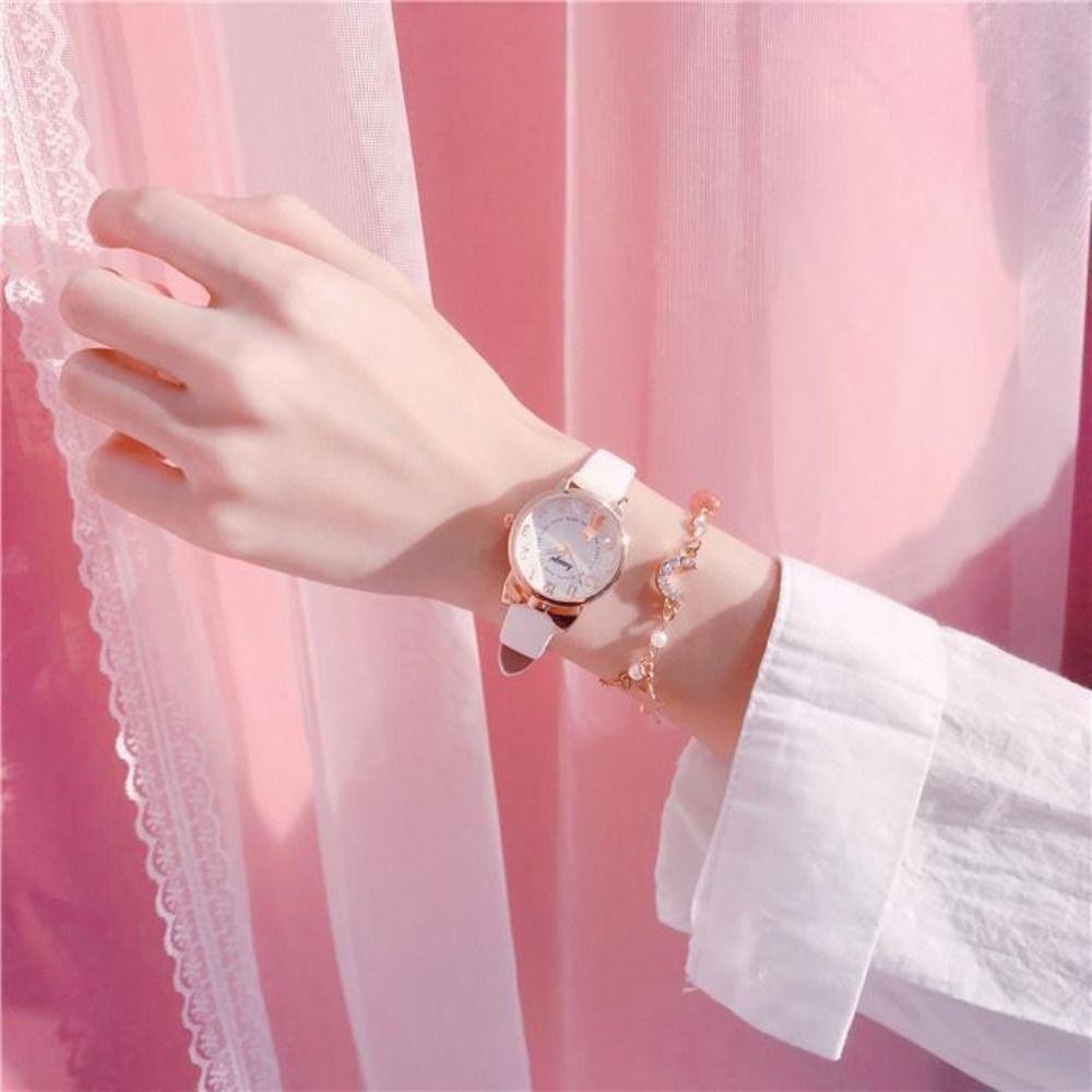 เยี่ยมเลย165นาฬิกาควอทซ์,นาฬิกาควอตซ์หนังสายนาฬิกาข้อมือนาฬิกาสร้อยข้อมือชุด,ที่มีคุณภาพสูงสบายๆน่ารักแมวหูนาฬิกาข้อมือ