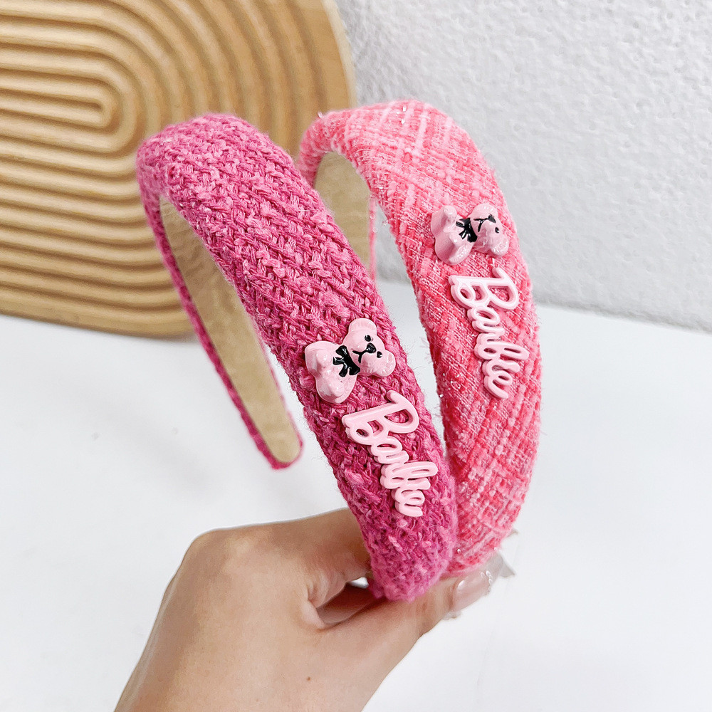 ชุดสีชมพูลายสก ๊ อตแถบคาดศีรษะฟองน ้ ําขนสัตว ์ ที ่ คาดผมแฟชั ่ นผู ้ หญิงอุปกรณ ์ เสริมผม