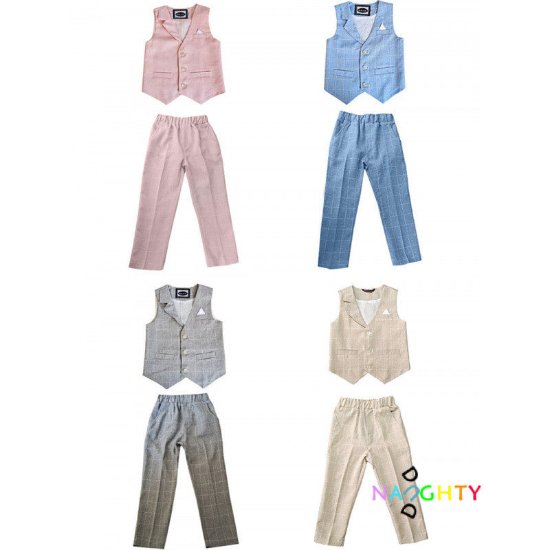 1-15 ปีเด ็ กชายลายสก ๊ อตเสื ้ อกั ๊ ก + กางเกงชุดเด ็ กชุดเครื ่ องแต ่ งกาย