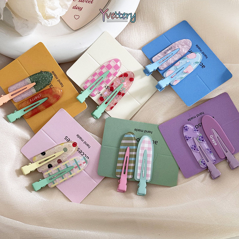 ร้านค้าไทย🔥2 ชิ้นกิ๊บติดผมรูปผลไม้แตงโมองุ่นน่ารักประดับกลิตเตอร์สีชมพูสําหรับแต่งหน้า.yvettery.thCOD