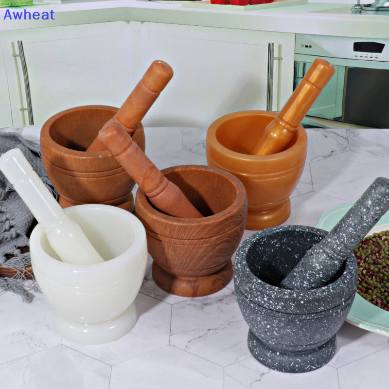 Awheat พลาสติกชุด Mortar Pestle กระเทียมสมุนไพรเครื ่ องเทศผสมเครื ่ องบดบดชามกระเทียม Masher ร ้ านอาหารห ้ องครัวเครื ่ องมือใหม ่