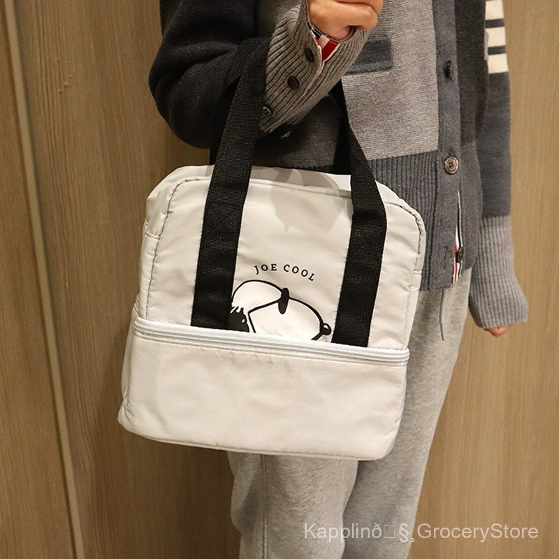 Kapplin🧸 กระเป๋าใส่ข้าวลายการ์ตูน Snoopy ของญี่ปุ่นนิคแบบชั้นแบบพกพา กระเป๋าใส่ข้าวกลางวันความจุขนาดใหญ่สำหรับพนักงานออฟฟิศ