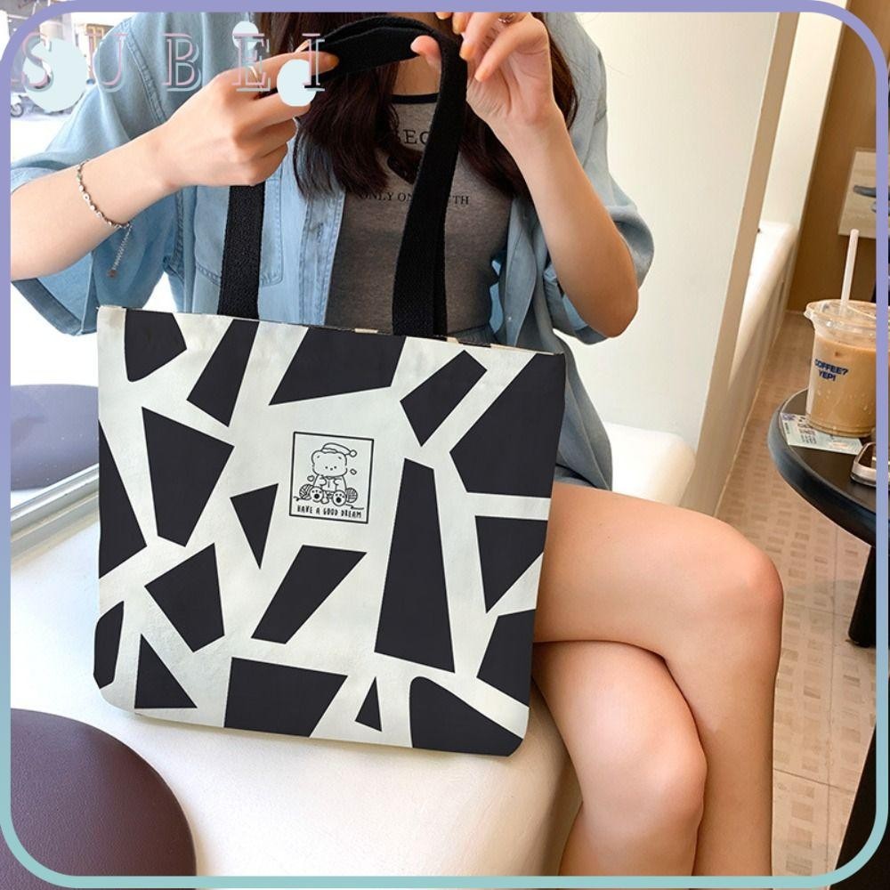 Sukaa Canvas Shopper Bag,Reusable Women Eco Shopping Bag, Fashion Large Capacity Tote Book Bags Student Handbag