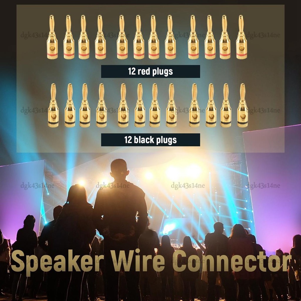『dgk43s14ne 』Banana Plugs Open Screw 24K Gold Plated Plugs Audio Jack Connector สําหรับลําโพงสายสเตอริโอ , 24-Pack ( 12 Red,12 Black ) - รูปที่ 4