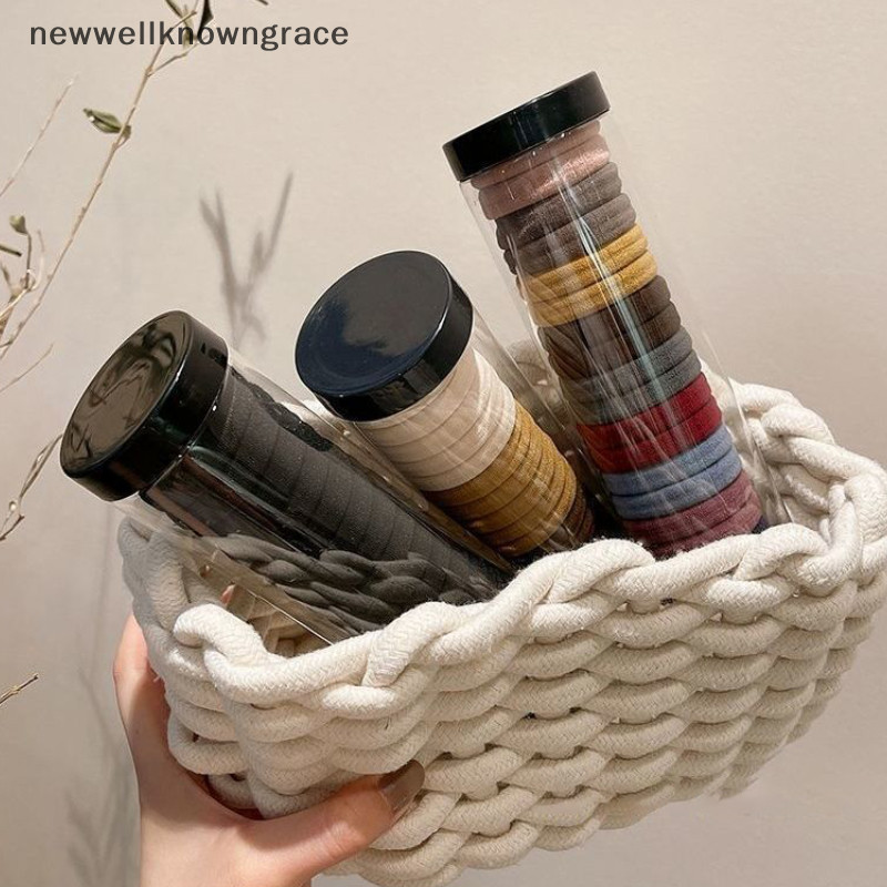 ใหม่wellknowngrace 20 ชิ้น/กล่องแหวนผ้าขนหนูกระป๋องยืดหยุ่นสูงไม่มีรอยต่อเรียบง่ายสีทึบแหวนผมผู้ถือผมหางม้าเชือกผมอุปกรณ์ผม ไทย