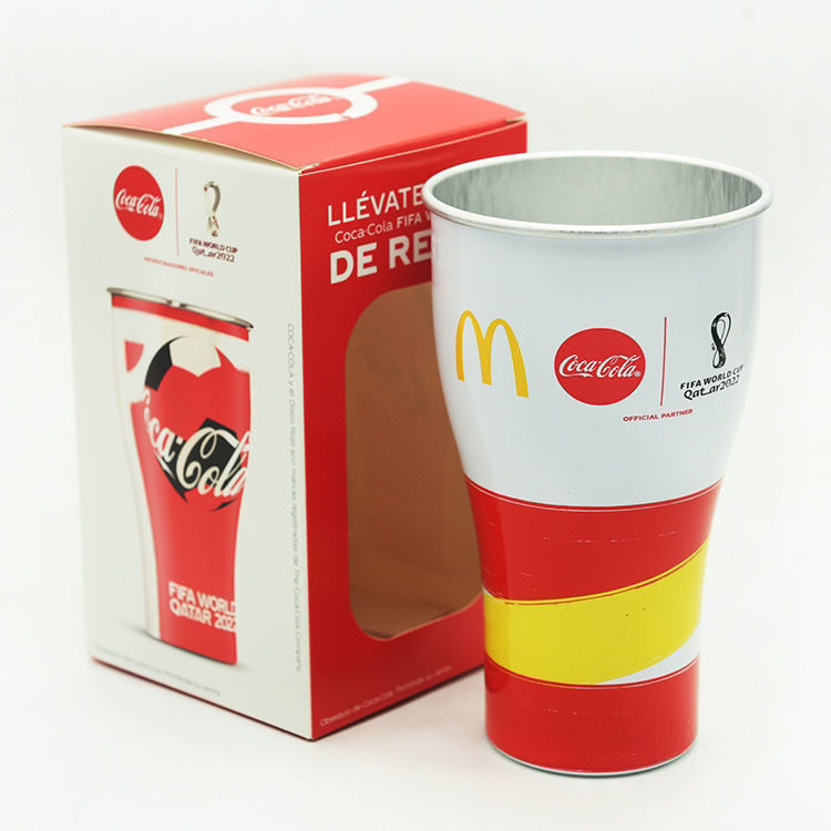 Coca-cola Metal Water Cup World Cup Football Color Box Spain Aluminium Cup McDonald 's Limited Comme